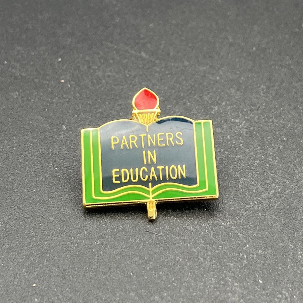 Partners In Education Book Torch‎ Lapel Hat Pin